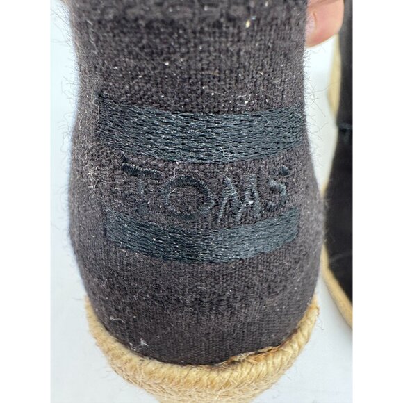 Toms Women's Rope Desert Wedge Bootie Canvas Lace Up Size 7.5 Black Casual - Picture 2 of 12